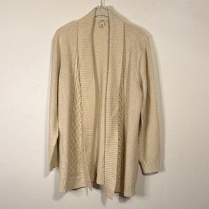 L.L. Bean Cream Open-Front Cardigan